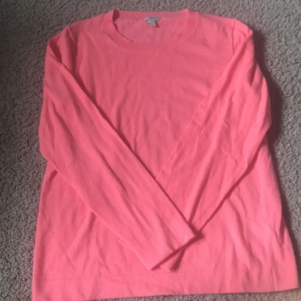 J. Crew fluorescent Coral sweater EUC size L